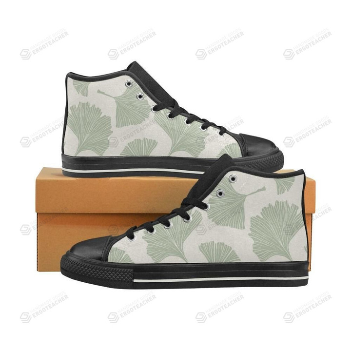 Ginkgo Leaves Pattern High Top Shoes Black