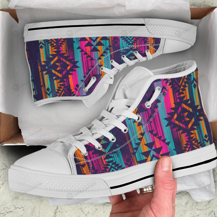 Colorful Boho Aztec Abstract High Top Shoes