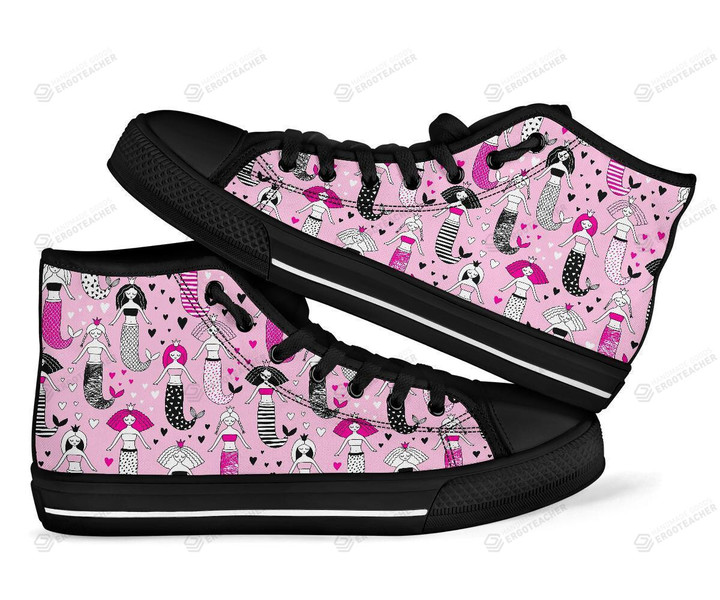 Pink Girly Mermaid High Top Shoes