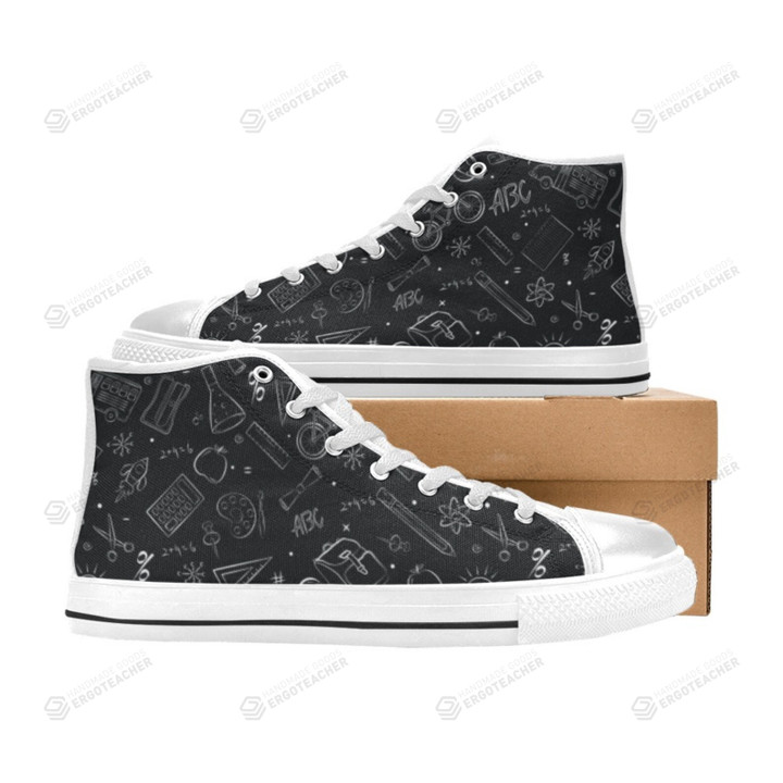 Back To School Printed School Supplies Student's Stuff High Top Shoes