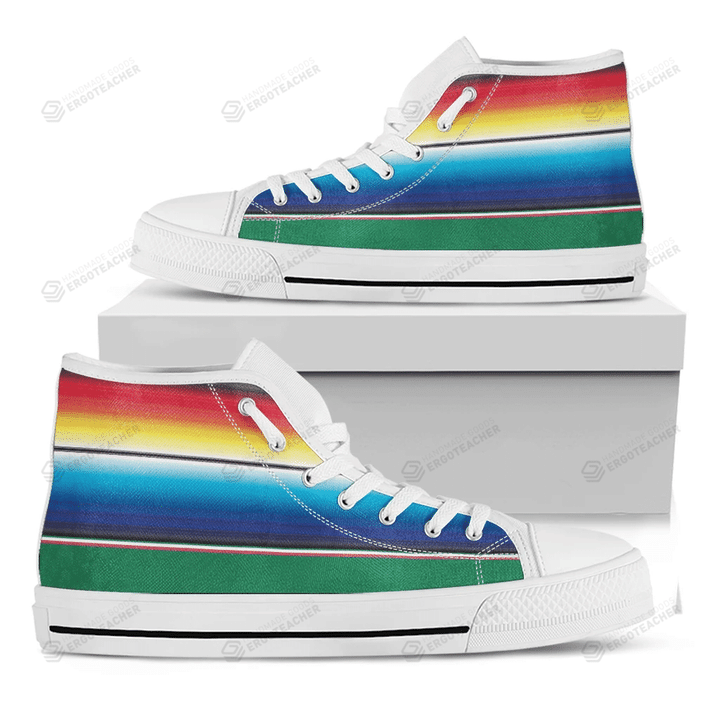 Mexican Striped Blanket Pattern Print White High Top Shoes For Men And Women