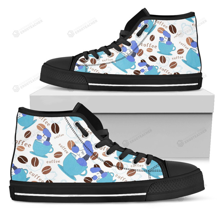 Coffee Poodle Fabric Pattern High Top Shoes