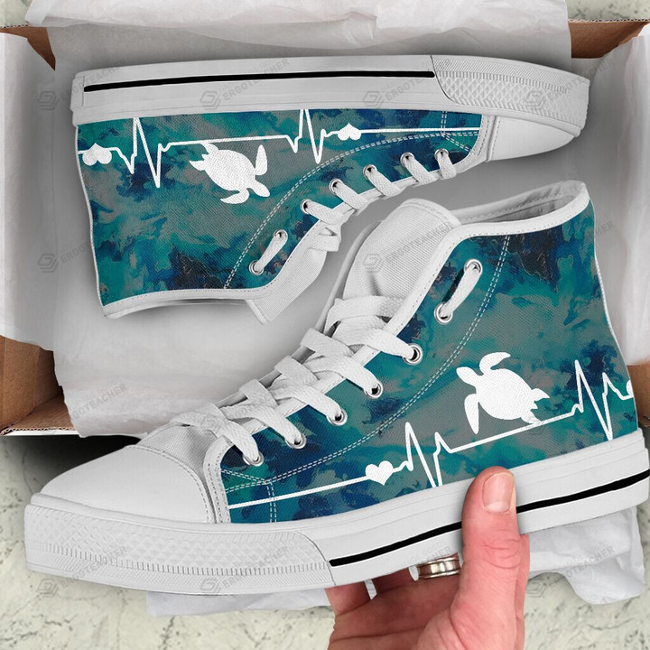 Turtle Heart Beat High Top Shoes