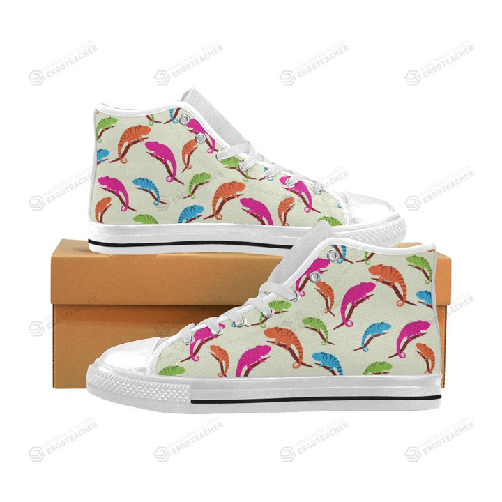Colorful Chameleon Lizard High Top Canvas Shoes