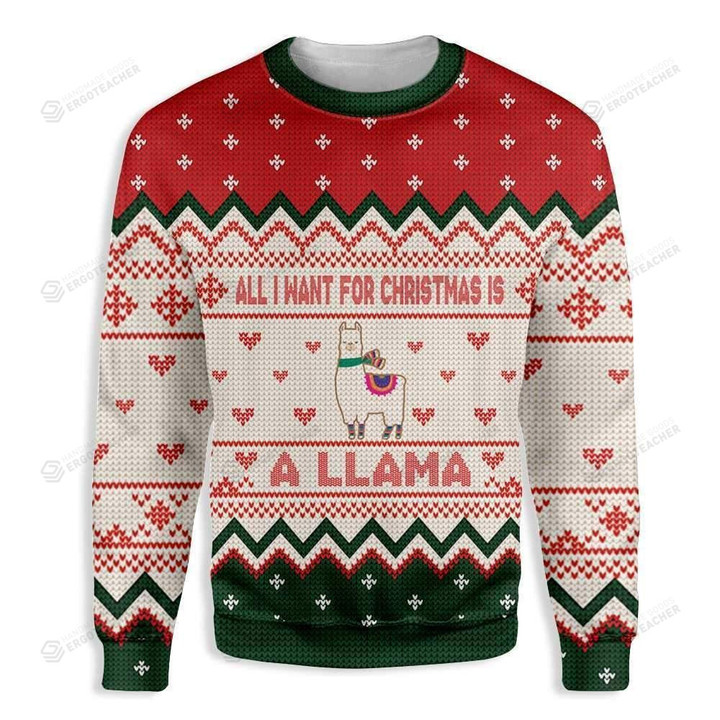 All I Want For Is A Llama Ugly Christmas Sweater