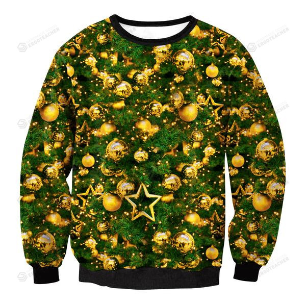 Christmas Gold Ball Icon Cool Ugly Christmas Sweater, All Over Print Sweatshirt