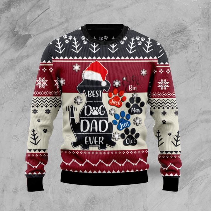 Best Dog Dad Ever Christmas For Unisex Ugly Christmas Sweater, All Over Print Sweatshirt