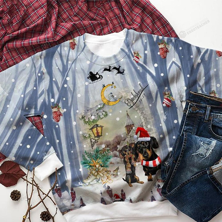 Dachshund Mysterious Ugly Christmas Sweater, All Over Print Sweatshirt