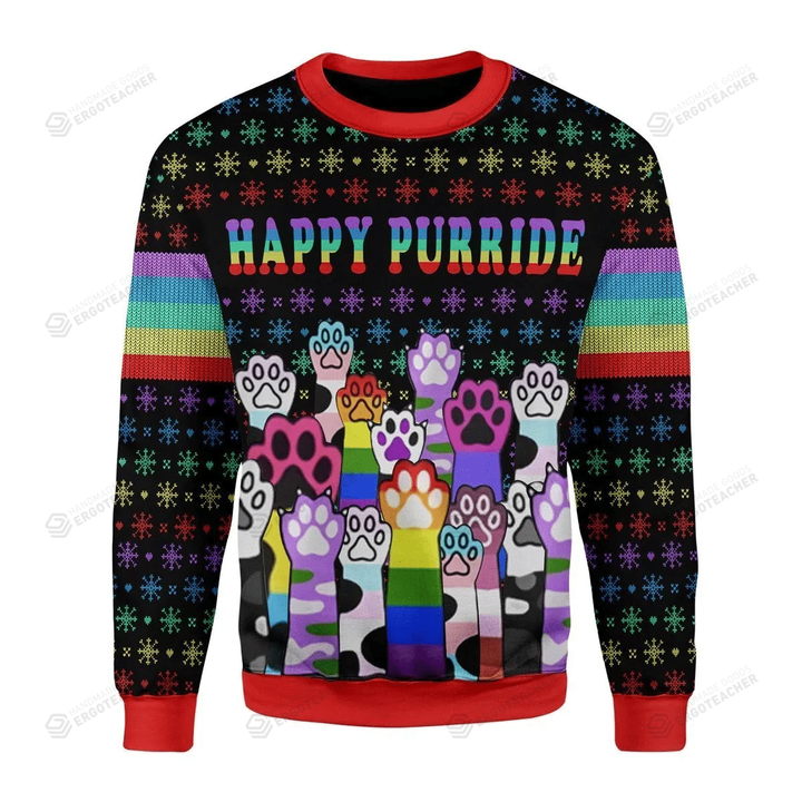 Happy Purride Lgbt Ugly Christmas Sweater, All Over Print Sweatshirt