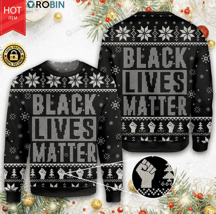 Black Lives Matter Christmas For Unisex Ugly Christmas Sweater, All Over Print