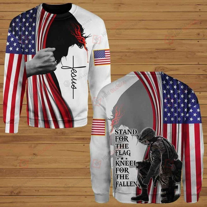 Stand For The Flag Kneel For The Fallen 3D All Over Printed Ugly Sweater