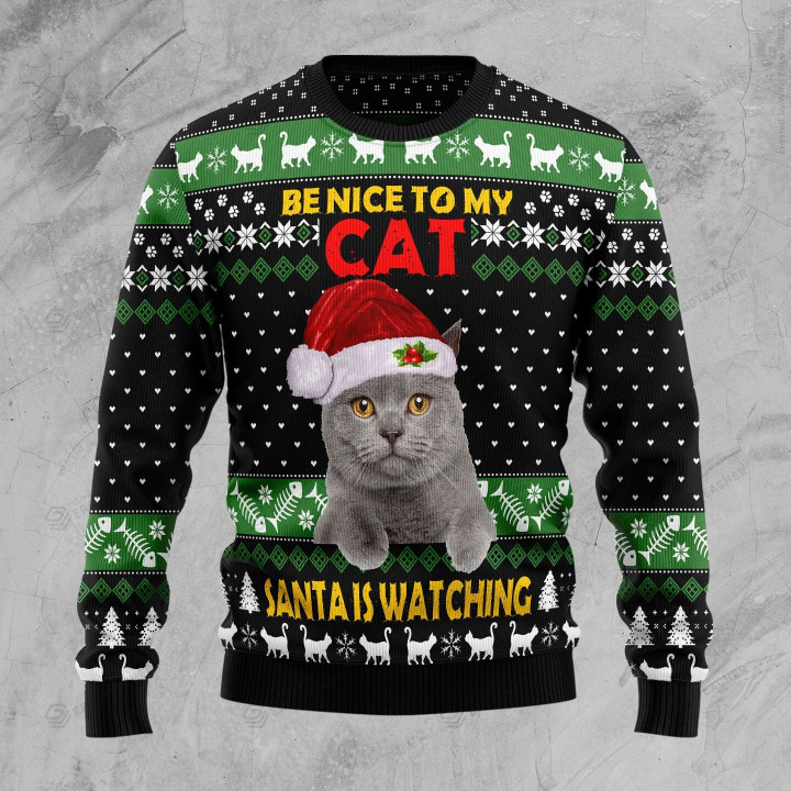 Cat Be Nice Ugly Christmas Sweater, All Over Print Sweatshirt