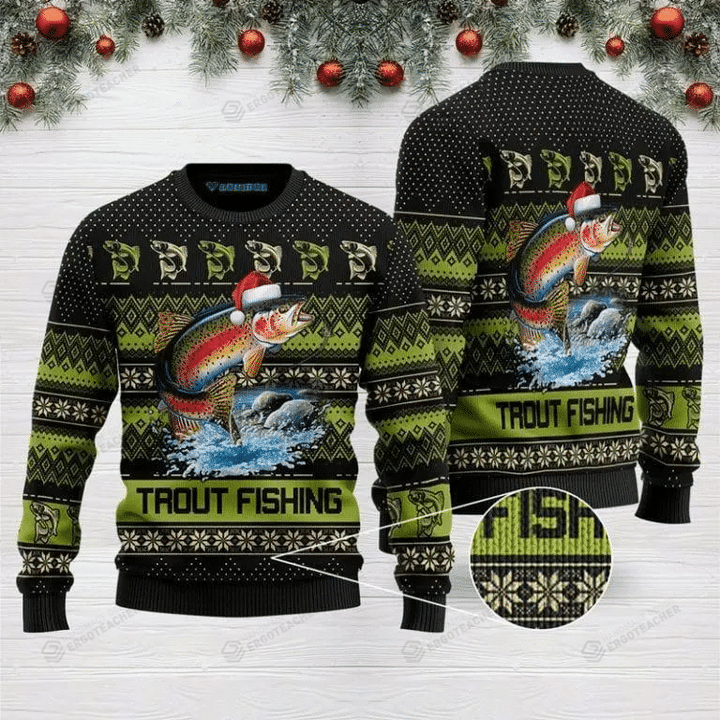 Trout Fishing For Ugly Christmas Sweater, All Over Print Sweatshirt