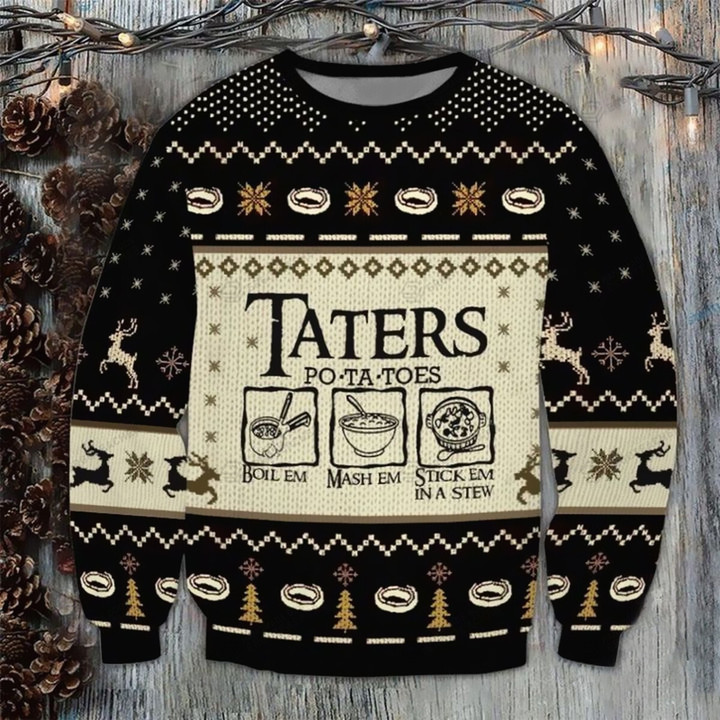Lotr Taters Potatoes Ugly Christmas Sweater, All Over Print Sweatshirt