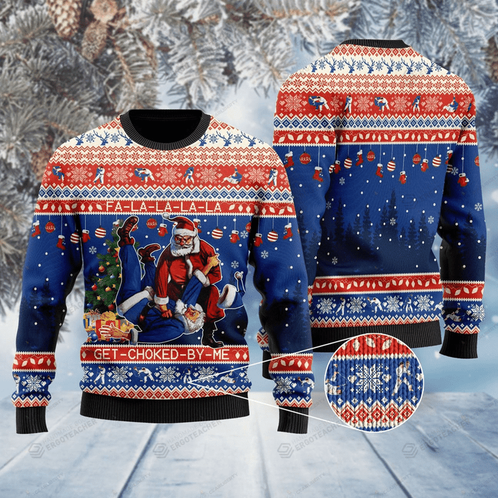 Santa Claus With Sayings Fa-La-La-La-La Ugly Christmas Sweater, All Over Print Sweatshirt