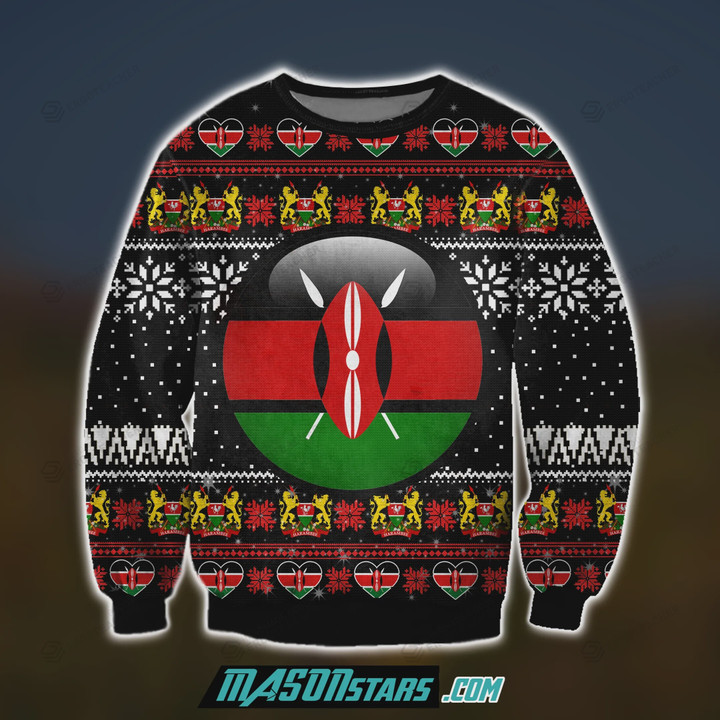 Kenya 3D Print Knitting Pattern Ugly Christmas Sweater