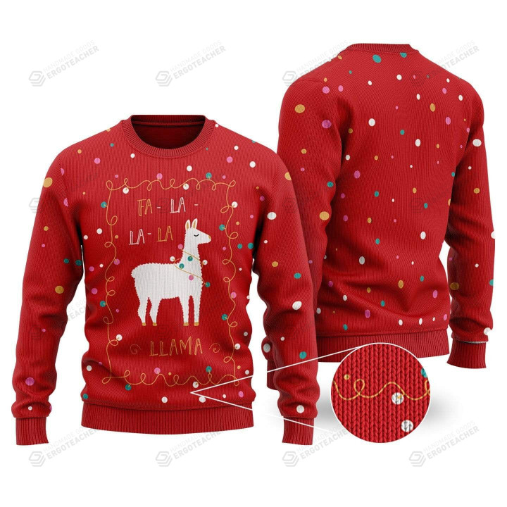 Llama Christmas Sweater Fa La La La Ugly Christmas Sweater, All Over Print Sweatshirt