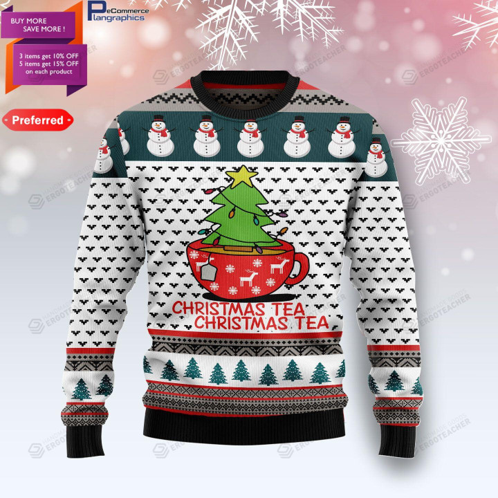 Christmas Tea Ugly Christmas Sweater, All Over Print Sweatshirt