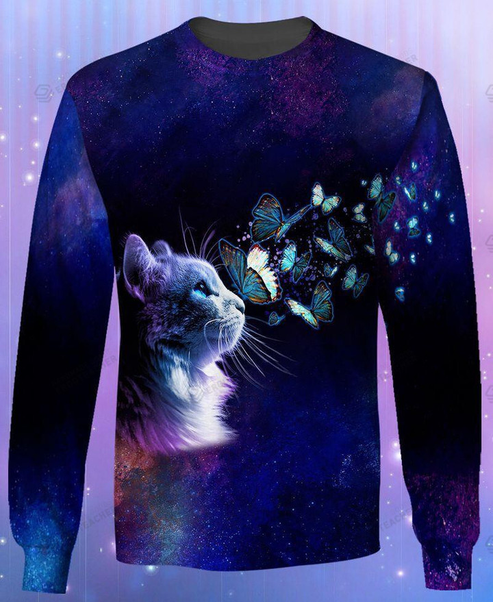 Galaxy Cat Ugly Christmas Sweater, All Over Print Sweatshirt