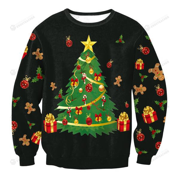 Green Christmas Tree Icon Cute Ugly Christmas Sweater, All Over Print Sweatshirt