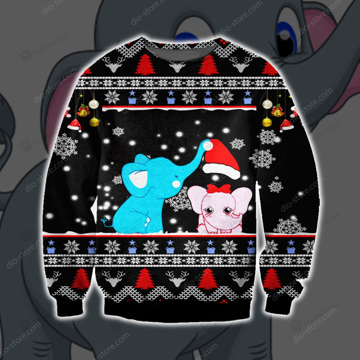 Elephant Merry Christmas Ugly Christmas Sweater, All Over Print Sweatshirt