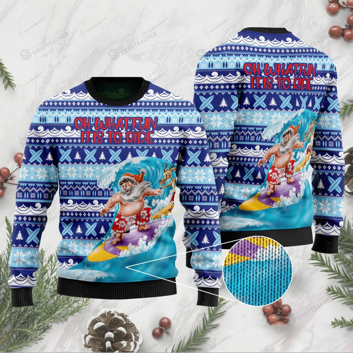 Oh What Fun It Is To Ride Ugly Christmas Sweater, All Over Print Sweatshirt