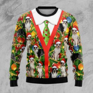 Australian Shepherd Ugly Christmas Sweater, All Over Print Sweatshirt