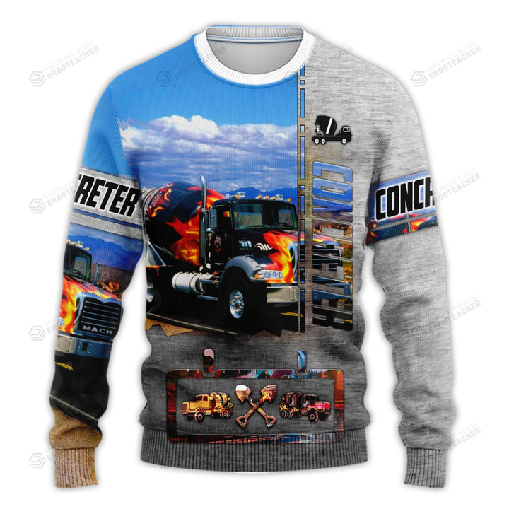 Concreter Mixer Car Ugly Christmas Sweater, All Over Print Sweatshirt