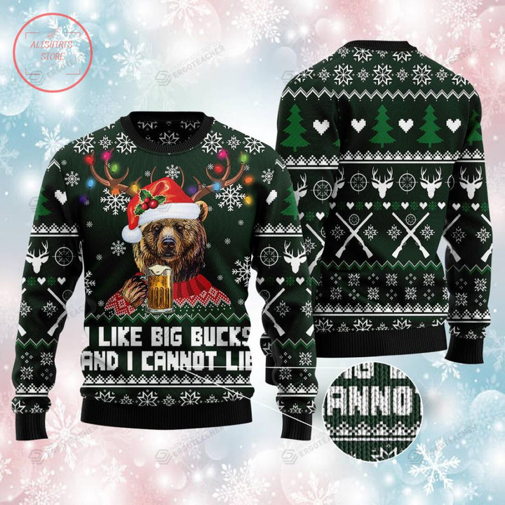 Bear Hunting And Beer For Unisex Ugly Christmas Sweater, All Over Print Sweatshirt