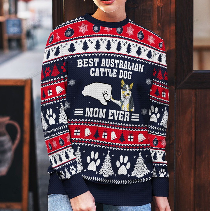 Best Australian Cattle Dad Ever Ugly Christmas Sweater, All Over Print Sweatshirt