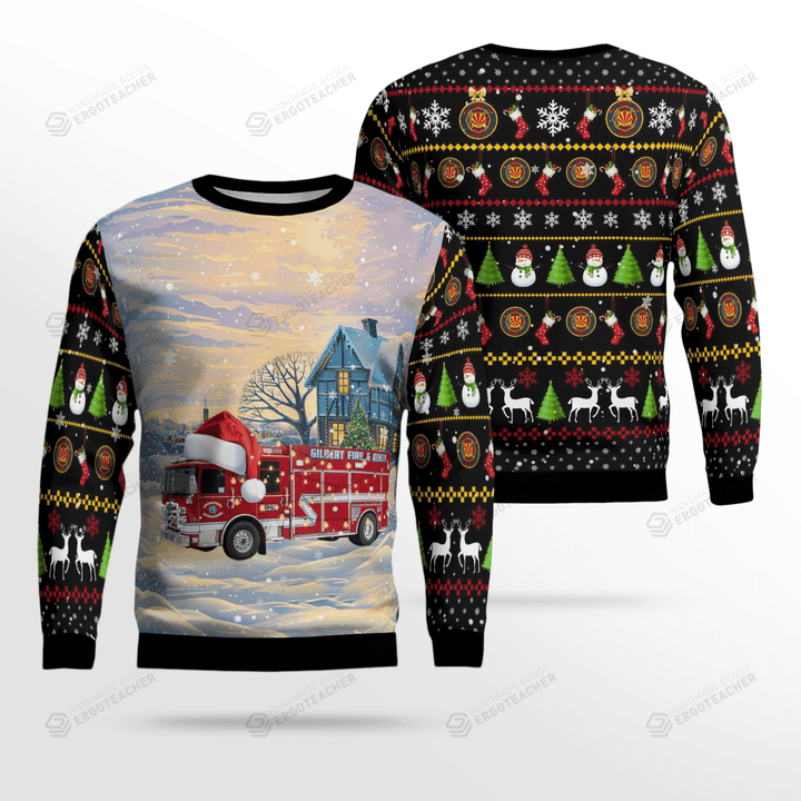 Gilbert Fire Department 3D Ugly Christmas Sweater, Gift For Christmas Sweater