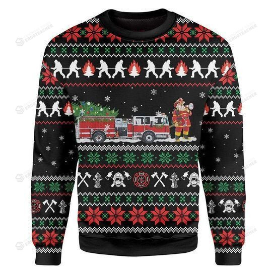 Firefighter Ugly Christmas Sweater, All Over Print Sweatshirt
