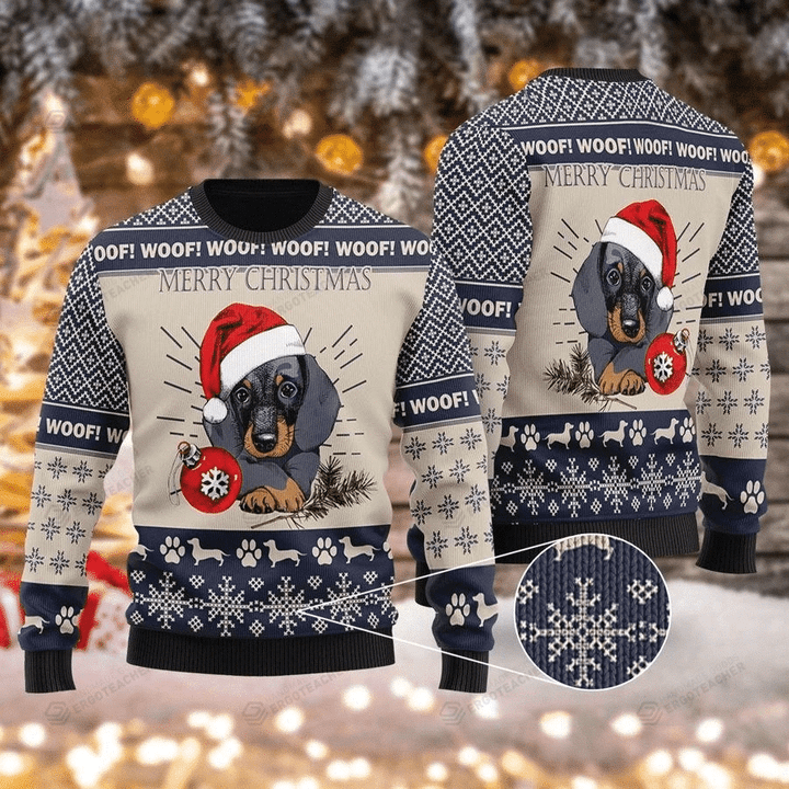 Merry Christmas Dog Ugly Christmas Sweater, All Over Print Sweatshirt