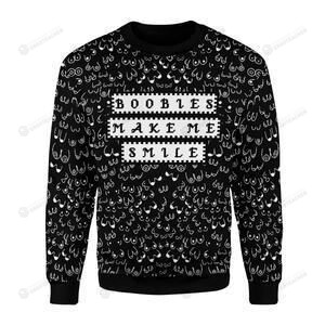 Boobies Make Me Smile Ugly Christmas Sweater, All Over Print Sweatshirt