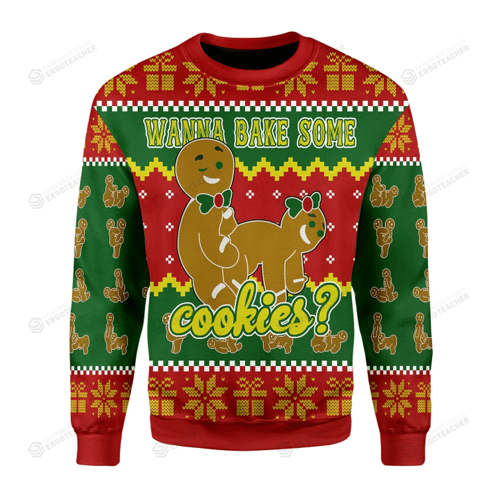 Merry Christmas Wanna Bake Some Cookies? For Unisex Ugly Christmas Sweater, All Over Print Sweatshirt