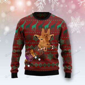 Giraffe Winter For Unisex Ugly Christmas Sweater, All Over Print Sweatshirt