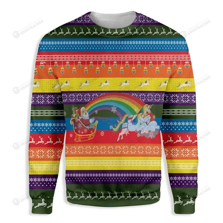 Ho Ho Ho Homo Unicorn Christmas Pride Ugly Christmas Sweater, All Over Print Sweatshirt