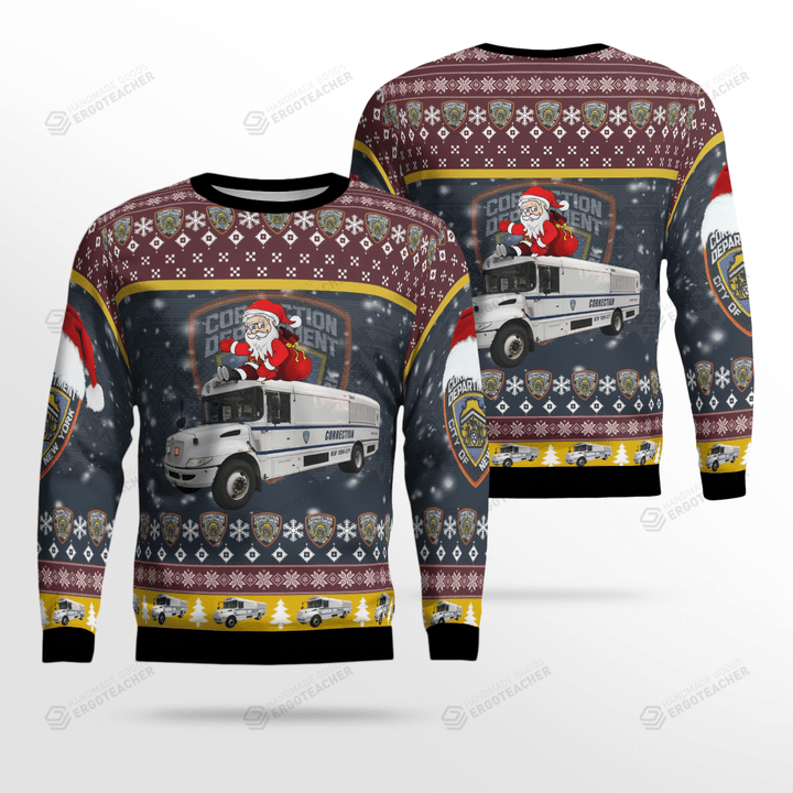 New York City Department Of Correction 3D Ugly Christmas Sweater, Gift For Christmas Sweater