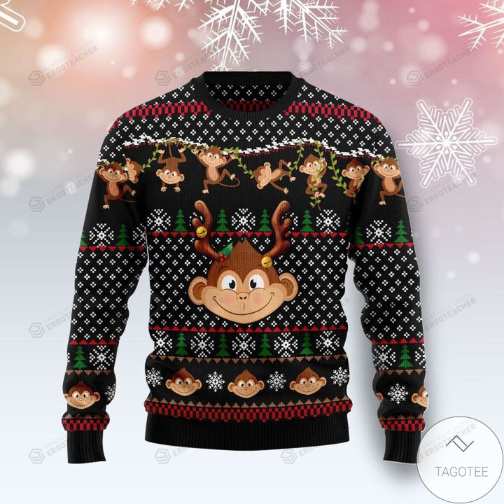 Monkey Ugly Christmas Sweater, All Over Print Sweatshirt
