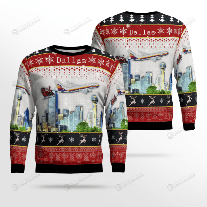 American Airlines Air Cal Heritage With Santa Over Dallas Ugly Christmas Sweater, All Over Print Sweatshirt