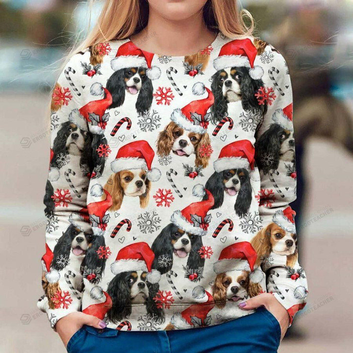 Cavalier King Charles Spaniel Ugly Christmas Sweater, All Over Print Sweatshirt