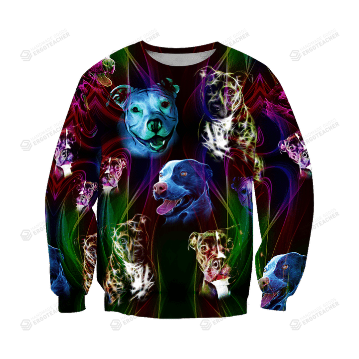 Pitbull Colorful Ugly Christmas Sweater, All Over Print Sweatshirt