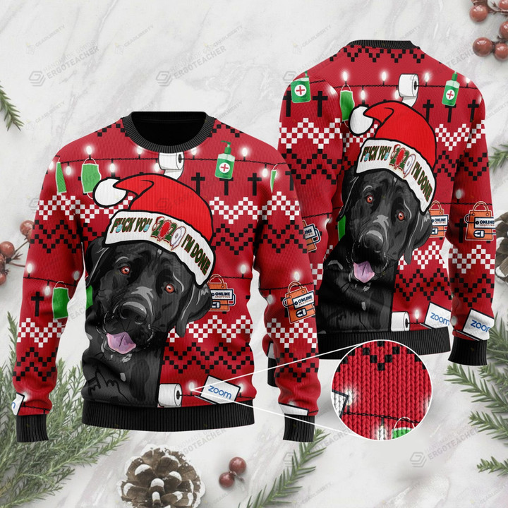 Black Labrador Retriever And Fuck For Unisex Ugly Christmas Sweater, All Over Print Sweatshirt