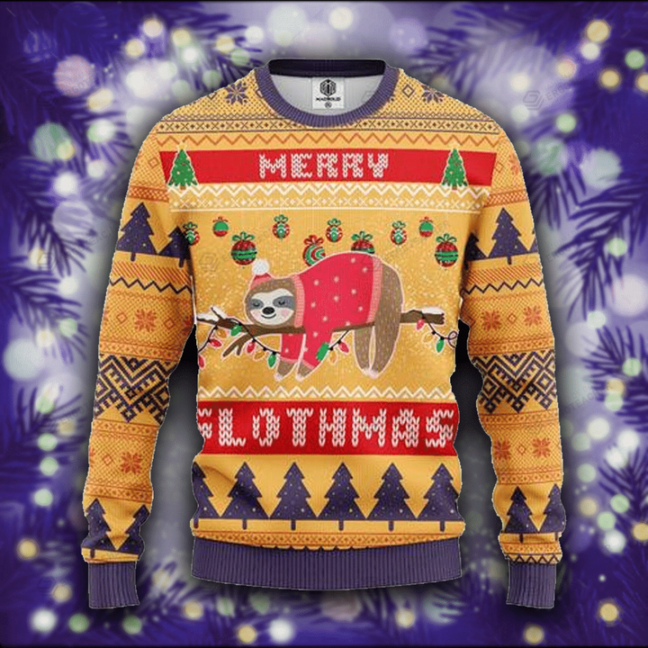 Sloth Ugly Christmas Sweater, All Over Print Sweatshirt