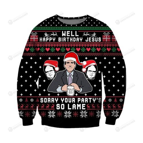 Your Party's So Lame Knitting Pattern 3d Print Christmas Ugly Sweater
