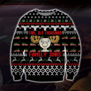 Reindeer Fun Old Fashioned Family Xmas Ugly Christmas Sweater, All Over Print Sweatshirt