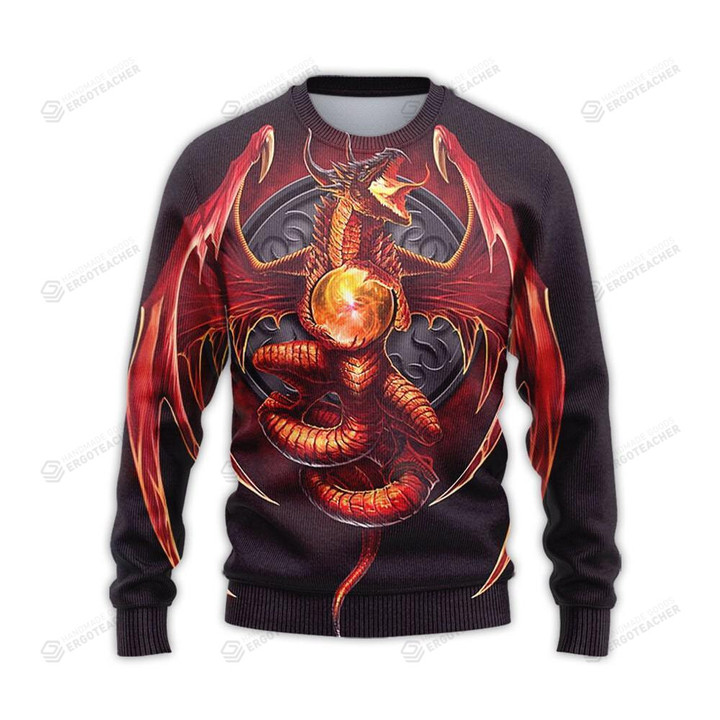 Awesome Gem Dragon Ugly Christmas Sweater, All Over Print Sweatshirt