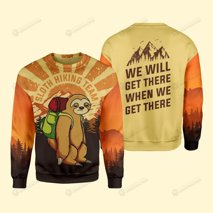 Sloth Hiking Ugly Christmas Sweater, All Over Print Sweatshirt