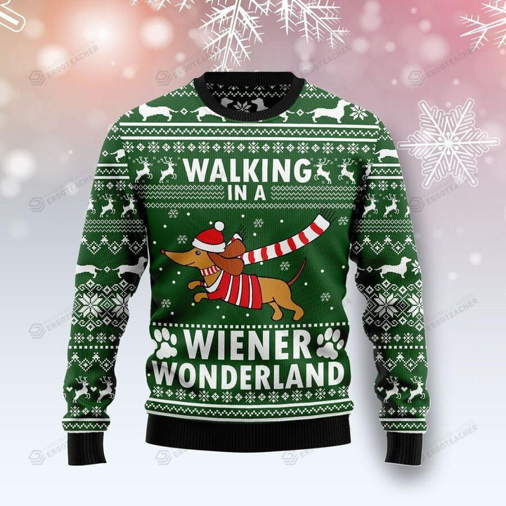 Dachshund Weiner Wonderland Ugly Christmas Sweater, All Over Print Sweatshirt