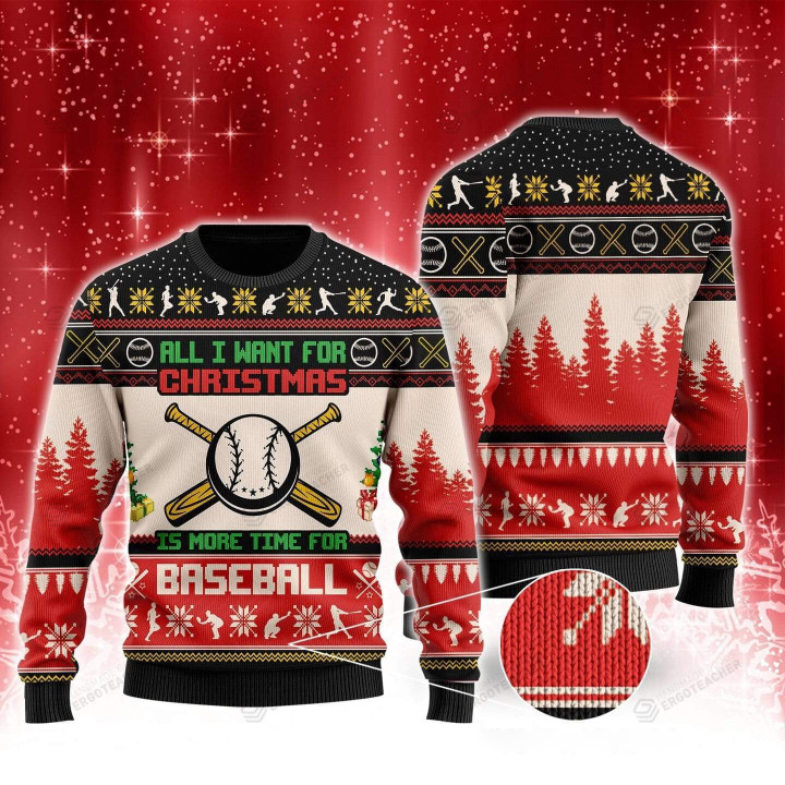 All I Want For Christmas Is Baseball Ugly Christmas Sweater, All Over Print Sweatshirt